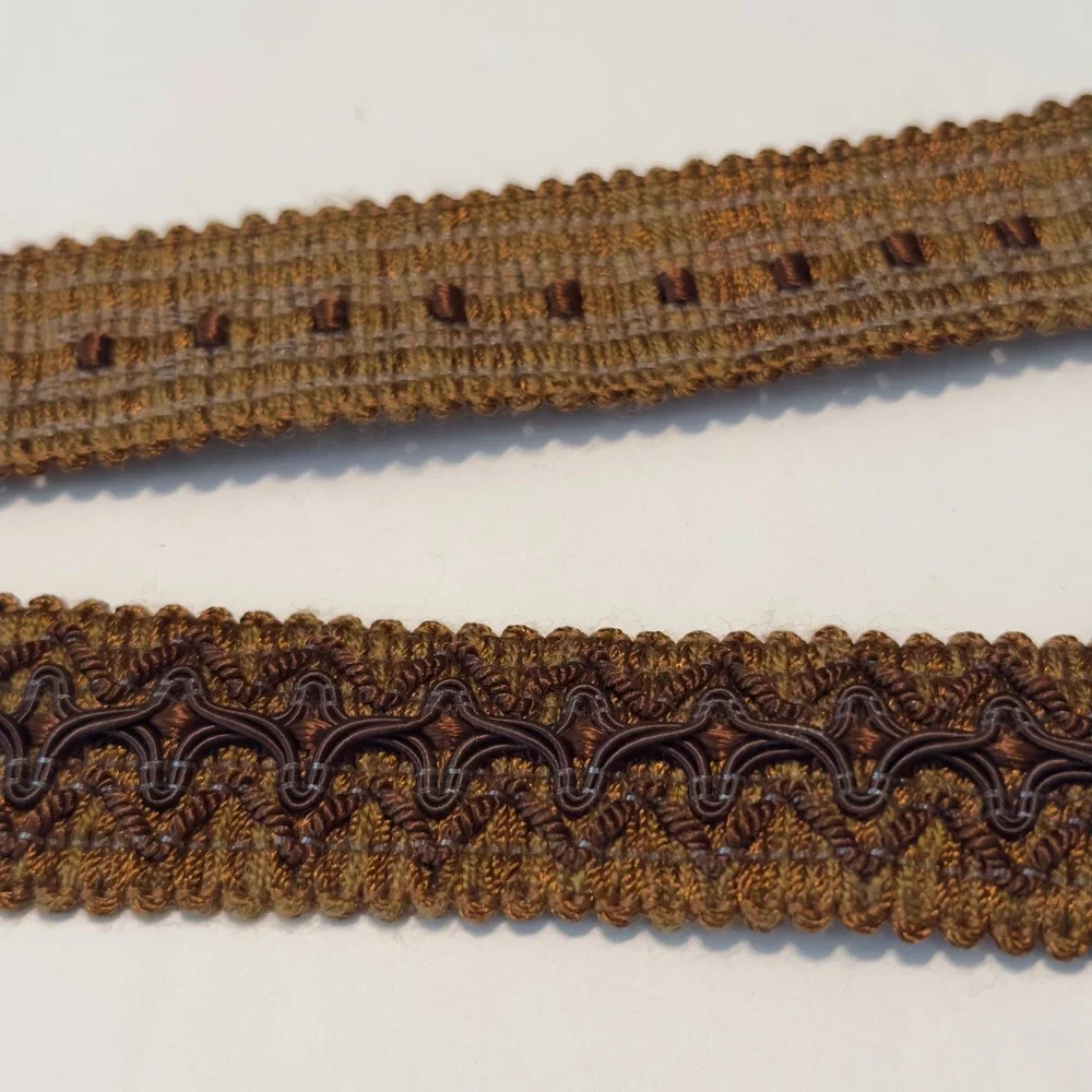 Bronze Brown Scroll Gimp Braid Upholstery Trim 1 Inch Wide 140 Inches Long